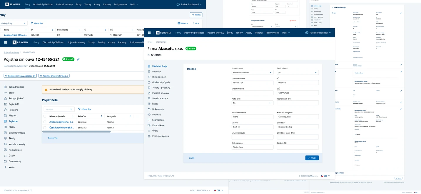Final UI designs for the small set of template pages the system is built from.