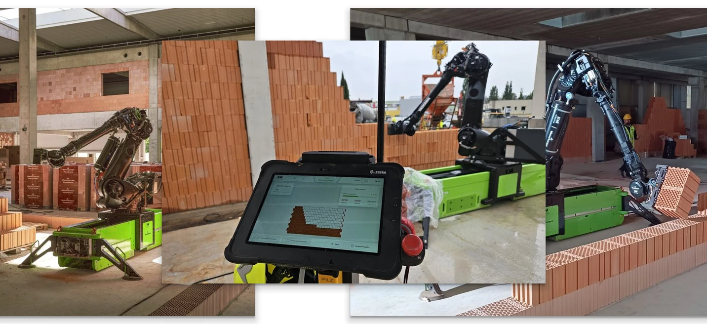 Photos of the robot in use on a real construction site.
