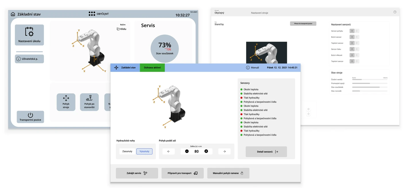 Initial UI concepts for the robot control interface.