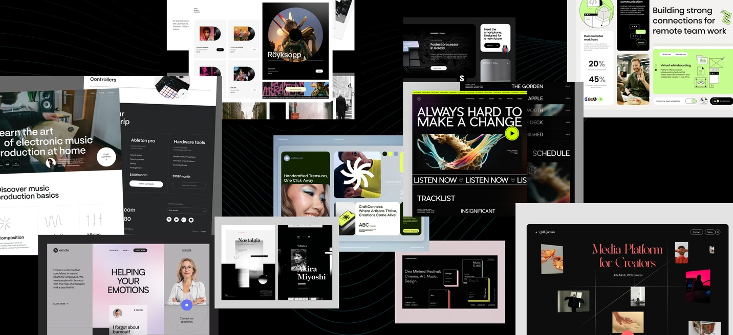 A mood board exploring the visual direction for the website.