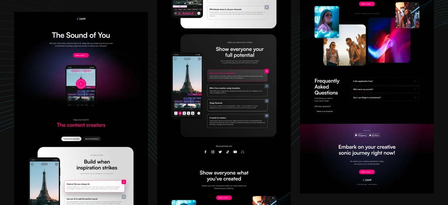 The desktop version of the final website UI.